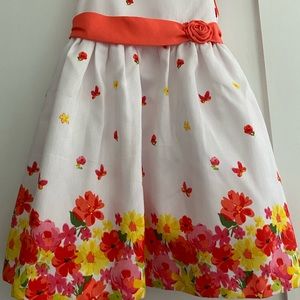 Orange Floral Dress with Flower